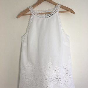 Toxik sleeveless white blouse, size M, eyelet details